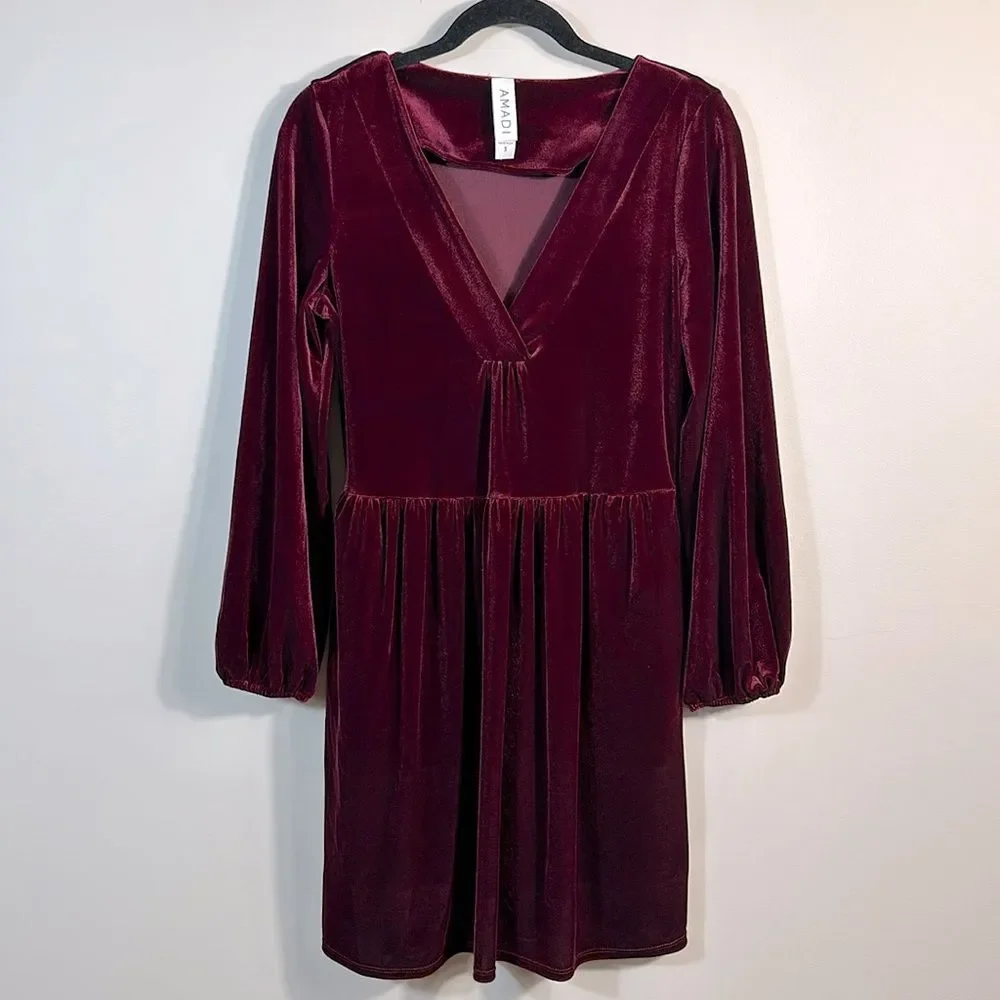 Anthropologie Amadi Greta Velvet Tunic Red Mini Dress Holiday Christmas Small - Picture 2 of 9